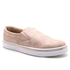 Blush Pink Snakeskin Slip On Sneakers